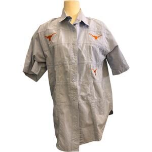 Texas Longhorns NCAA Men's Short Sleeve Chambray Button Down Shirt, Size XL